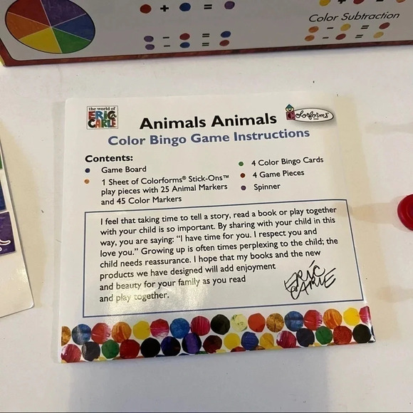 Animals Animals Color Bingo Game, Eric Carle, Colorforms - Picture 4 of 7